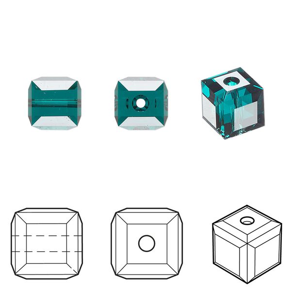 Bead 6pk emerald, Crystal Passions® 8mm cube 5601 image number 0