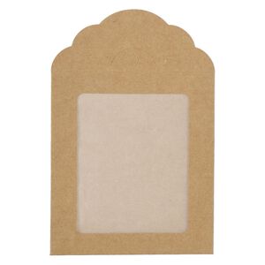 Necklace and earring hanger envelope, kraft paper and PET plastic, 6x4 inches with window. Sold per pkg of 10.