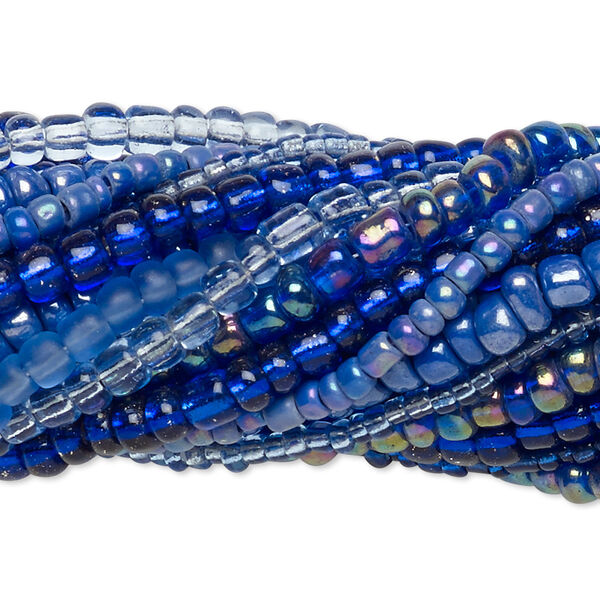 Seed bead mix, glass, pkg/(20)14inch, #6 round, mixed mixed colors. image number 0