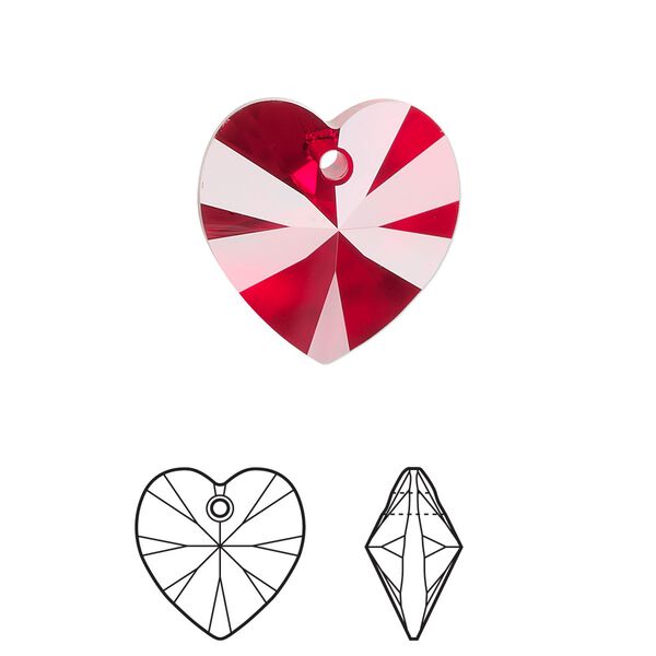 Drop 24pk Siam, Crystal Passions® 18mm pendant heart 6228 image number 0