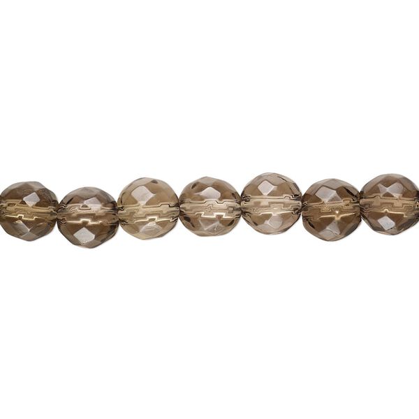 Smoky quartz 1pkg1, hand-cut faceted round bead 8 inch 6-7mm image number 0