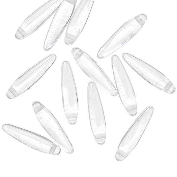 Bead, Preciosa Thorn™, Czech pressed glass, transparent clear, 16x4mm top-drilled thorn. Sold per pkg of 20. image number 0