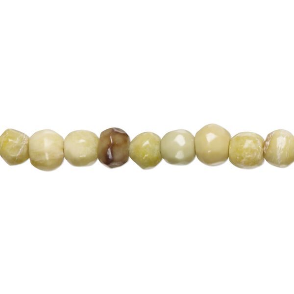 Yellow-green opal 1pkg1, hand-cut faceted rondelle bead natural 8 inch 6x4mm-7x6mm image number 0