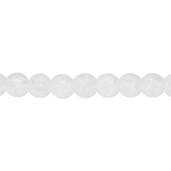 Bead, crackle glass, opaque matte white, 6mm round. Sold per 15-1/2" to 16" strand. image number 0
