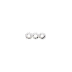 Spacer bar, silver-plated brass, 12x4mm 3-strand, fits up to 4mm bead. Sold per pkg of 100.