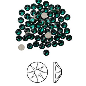 Flat back 144pk emerald foil back, Crystal Passions® 3-3.2mm rose round SS12 2088