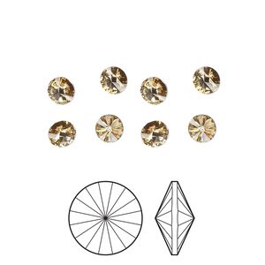 Chaton 8pk light Colorado topaz foil back, Preciosa MAXIMA Czech crystal rhinestone 8.16-8.41mm rivoli SS39