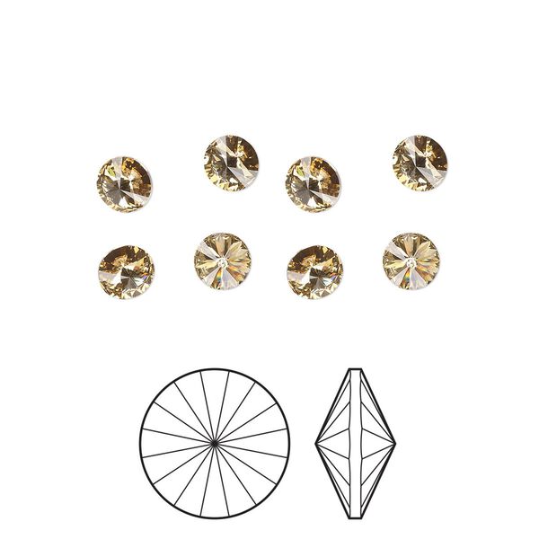Chaton 8pk light Colorado topaz foil back, Preciosa MAXIMA Czech crystal rhinestone 8.16-8.41mm rivoli SS39 image number 0