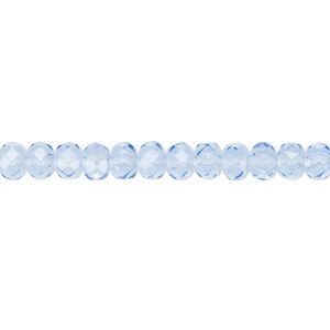 Bead, Czech fire-polished glass, sapphire blue, 5x4mm faceted rondelle. Sold per 15-1/2" to 16" strand.