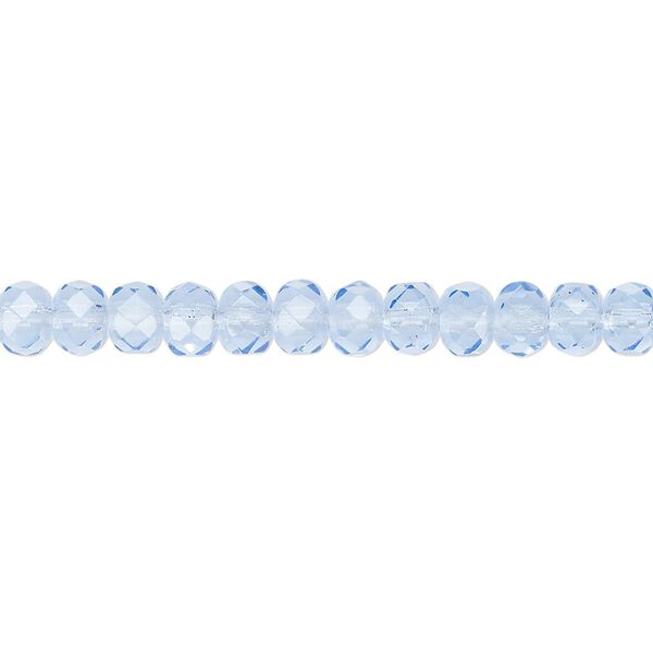 Bead, Czech fire-polished glass, sapphire blue, 5x4mm faceted rondelle. Sold per 15-1/2" to 16" strand. image number 0