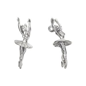 Charm, antiqued sterling silver, 26x9x9mm 3D ballerina. Sold individually.