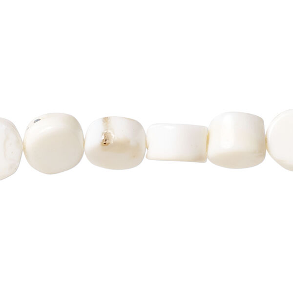 White opal 1pkg1, hand-cut uneven flat round bead natural, 13 inch 9-11mm image number 0