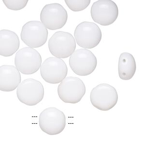 Bead, Preciosa Candy™, Czech pressed glass, opaque white, 8mm candy with (2) 0.8-0.9mm holes. Sold per pkg of 20.