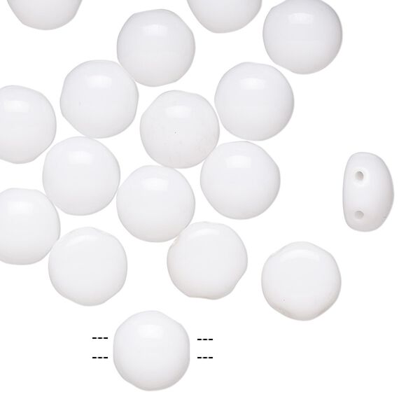 Bead, Preciosa Candy™, Czech pressed glass, opaque white, 8mm candy with (2) 0.8-0.9mm holes. Sold per pkg of 20. image number 0