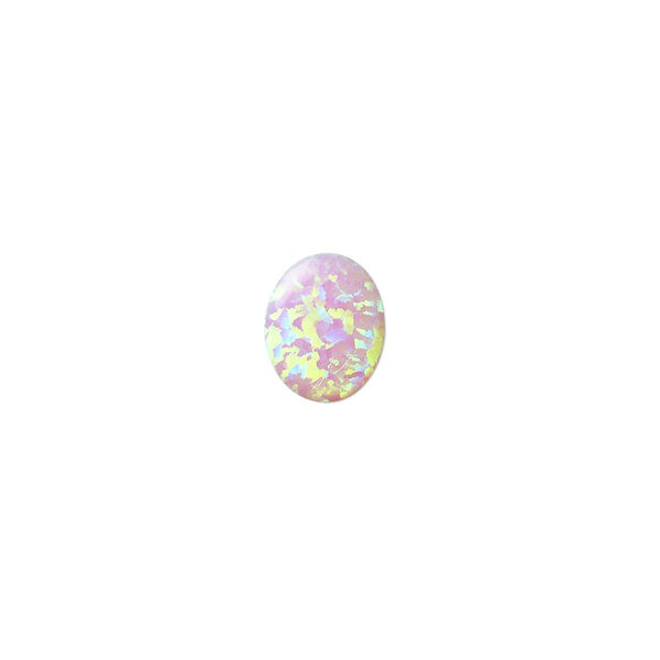 Cabochon, "opal" (silica and epoxy) (man-made), pink, 10x8mm calibrated oval. Sold individually. image number 0