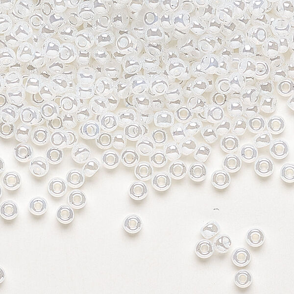 Seed bead, Miyuki, glass, pkg/250g, #8 rocaille, translucent luster opal (RR-511). image number 0