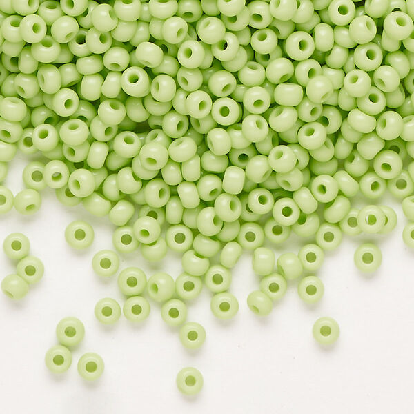 Seed bead, Preciosa Ornela Czech glass, pkg/500g, #8 rocaille, opaque pale green, (53410). image number 0