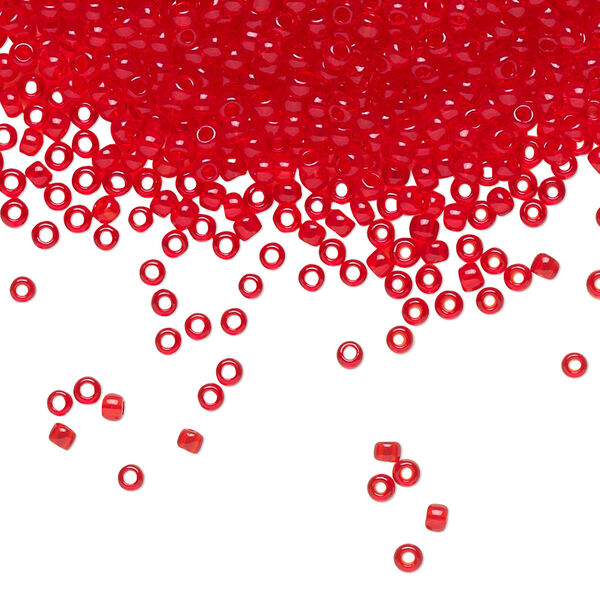 Seed bead, TOHO BEADS®, glass, pkg/50g, #11 round, transparent Siam ruby (TR-11-5B). image number 0