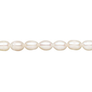 Freshwater pearl 1pkg1, rice, 15.5-16 inch white 4-5mm cultured