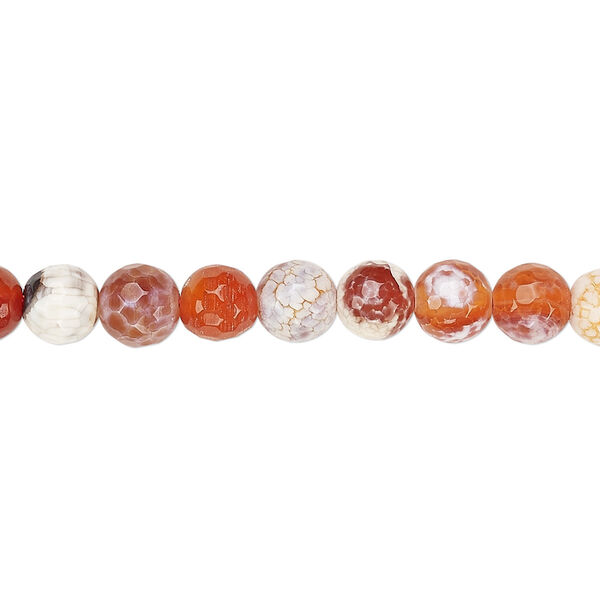 Bead, fire crackle agate (dyed / heated), 6-7mm faceted round, B grade, Mohs hardness 6-1/2 to 7. Sold per 15-inch strand. image number 0