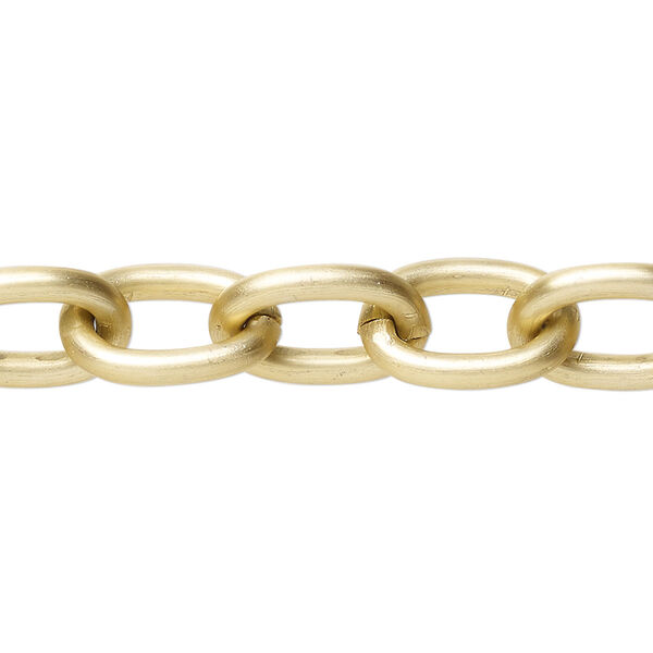 Chain, anodized aluminum, matte gold, 11mm cable. Sold per pkg of 25 feet. image number 0