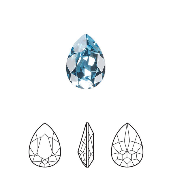 Fancy stone 1pk aquamarine foil back, Crystal Passions® 14x10mm pear 4320 image number 0