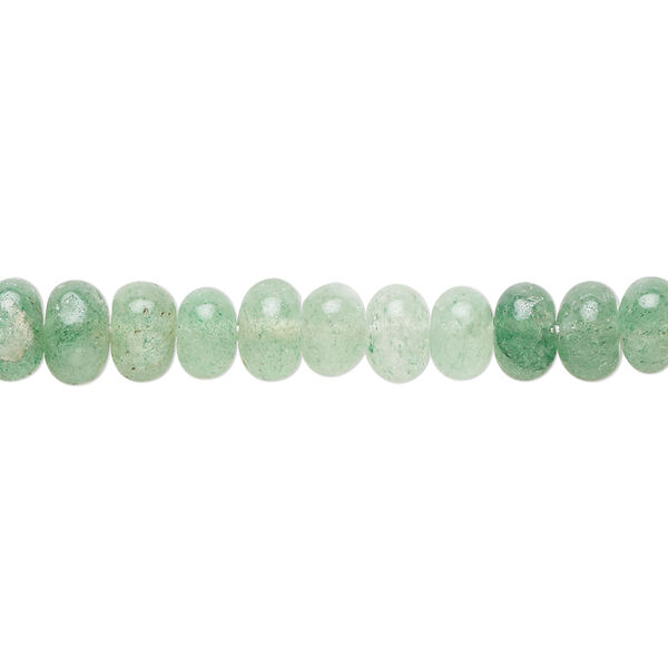 Bead, green aventurine (natural), 6x4mm-7x6mm hand-cut rondelle, C+ grade, Mohs hardness 7. Sold per 14-inch strand, approximately 75 beads. image number 0