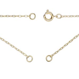 Chain 1pkg1 cable, 1.3mm necklace component / 3.5mm jump ring / springring clasp, gold-finished brass 18 inch