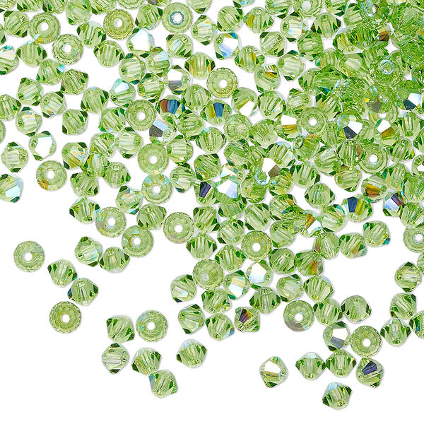 Bead 144pk peridot AB, Preciosa Czech crystal 3mm bicone image number 0