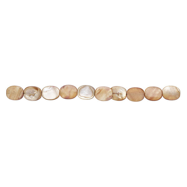 Mother-of-pearl shell 1pkg1, flat oval bead 15 inch light brown 23x19mm-24x19mm image number 1