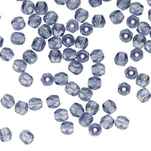 Bead 1pkg120, Czech fire-polished glass, Montana blue, 4mm faceted round.