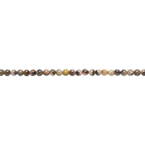 Bead, leopardskin jasper (natural), 2mm round, B grade, Mohs hardness 6-1/2 to 7. Sold per 15-1/2" to 16" strand. image number 0