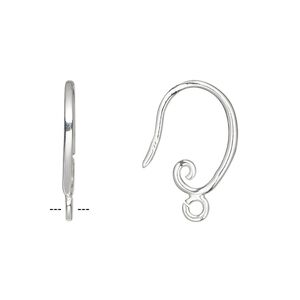 Ear wire fishhook 1pkg2 sterling silver, 21mm / open loop, 18 gauge 1 pair