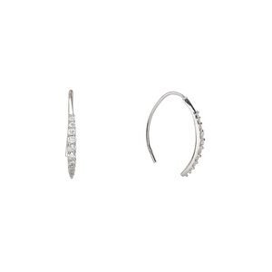 Earring, Create Compliments®, rhodium-plated sterling silver, clear, 22mm marquise. Sold per pair.