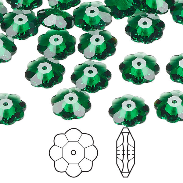 Margarita flower 288pk majestic green, Swarovski® 10mm 3700 image number 0