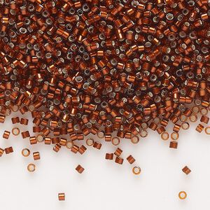 Seed bead, Delica®, glass, pkg/50g, #11 round, translucent silver-lined glazed dark topaz (DB-1683).