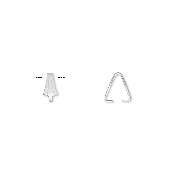 Bail, ice-pick, silver-plated brass, 8x3.5mm, 6mm grip length. Sold per pkg of 100. image number 0