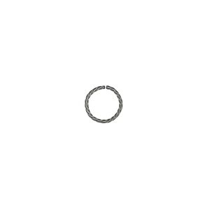 Jump ring, antique silver-plated brass, 8mm twisted round, 6.7mm inside diameter, 20 gauge. Sold per pkg of 100.