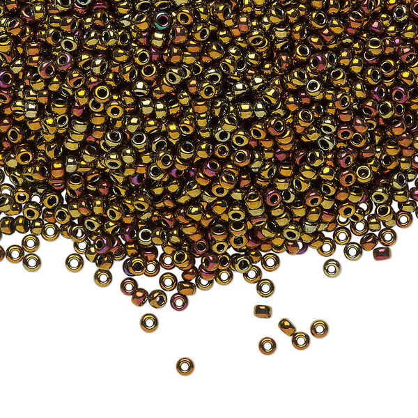 Seed bead, Miyuki, glass, pkg/25g, #11 rocaille, opaque metallic iris bronze, (RR-462). image number 0