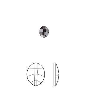 Flat back 4pk crystal silver night foil back, Crystal Passions® 6x4.8mm pure leaf 2204