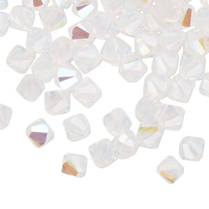 Bead 144pk white opal shimmer, Crystal Passions® 6mm bicone 5328