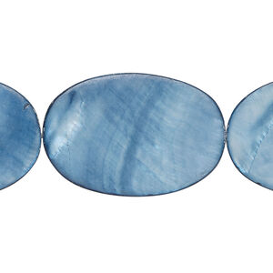 Mother-of-pearl shell 1pkg1, flat oval bead 15 inch blue 30x20mm-31x21mm