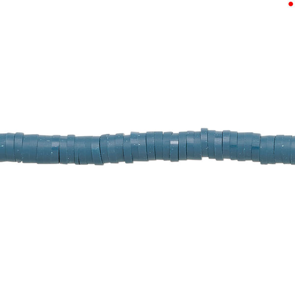 Bead, polymer clay, opaque teal, 4x1mm heishi. Sold per pkg of (2) 15-1/2" to 16" strands. image number 0