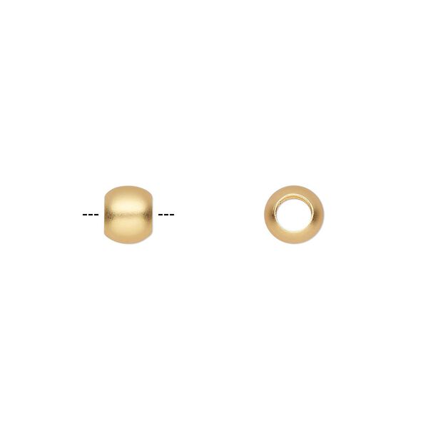 Bead, satin-finished gold-plated brass, 6x5mm rondelle. Sold per pkg of 10. image number 0