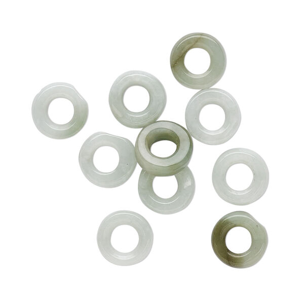 Bead, jadeite (natural), 8x3mm hand-cut rondelle, C grade, Mohs hardness 6-1/2 to 7. Sold per pkg of 10. image number 0