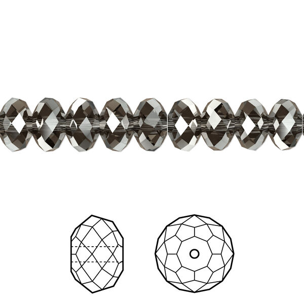 Bead 288pk crystal silver night, Swarovski® 8x6mm rondelle 5040 image number 0