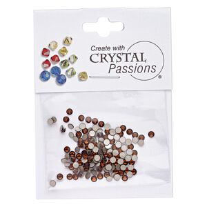 Flat back 144pk smoked topaz foil back, Crystal Passions® 2.5-2.7mm rose round SS9 2058