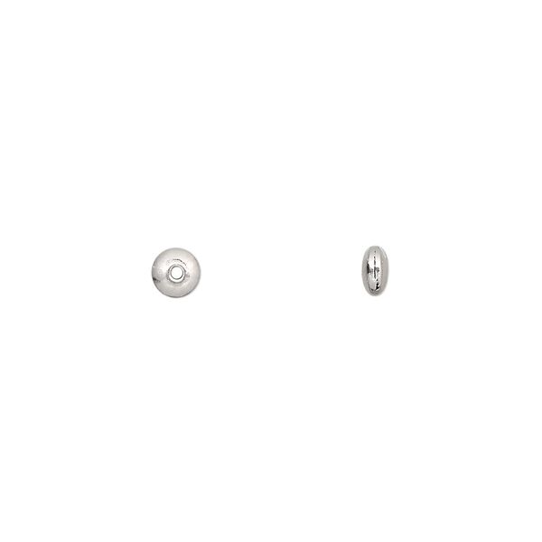 Bead, sterling silver, 4x2mm smooth rondelle. Sold per pkg of 24. image number 0