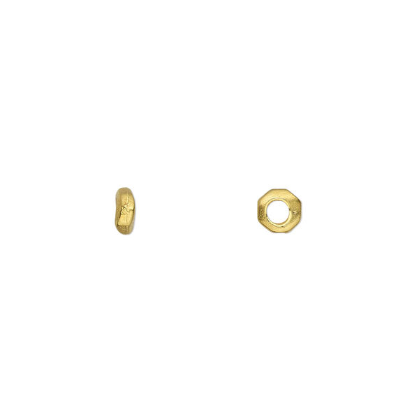 Bead, TierraCast®, gold-plated pewter (tin-based alloy), 4x2mm-5x2mm nugget rondelle. Sold per pkg of 100. image number 0