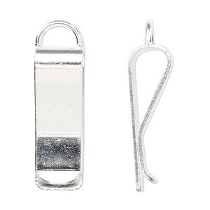 Bookmark clip, silver-plated brass, 30x10mm with loop. Sold per pkg of 10.